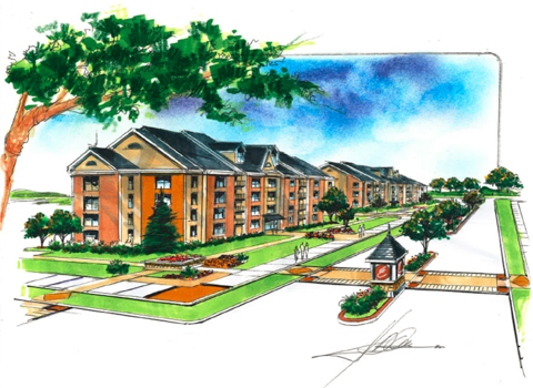 Rendering of possible structures at The Enclave project site in Northwood
