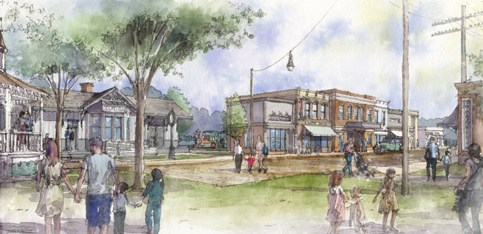 Rendering of Sauder Village’s 1920s Main Street Project