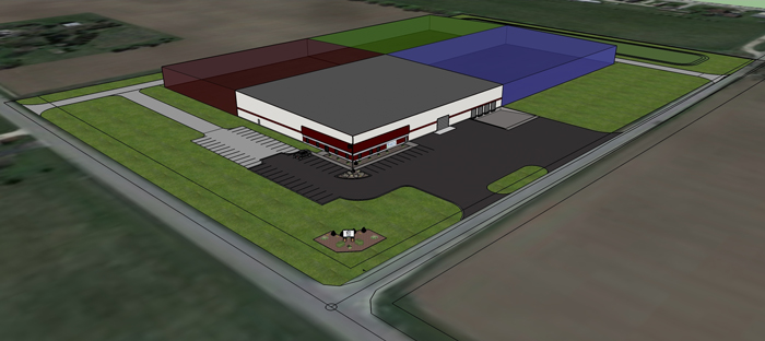 Aerial rendering of the planned speculative building to be built in Tiffin