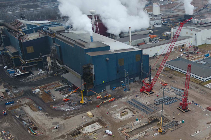 Construction in progress at North Star BlueScope Steel’s mill in Delta, Ohio