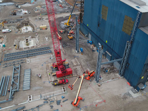 Construction in progress at North Star BlueScope Steel’s mill in Delta, Ohio