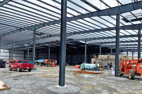 Interior construction on Randall Bearings’ new facility