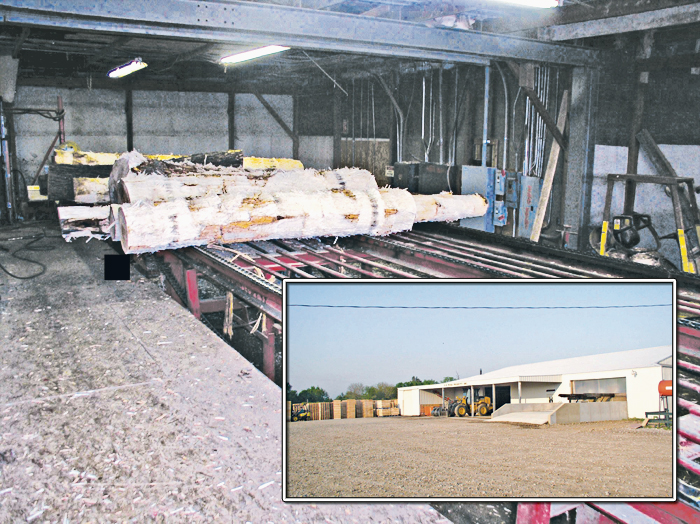G&D Wood Products, Inc.'s new sawmill and (inset) Camden, Michigan facility