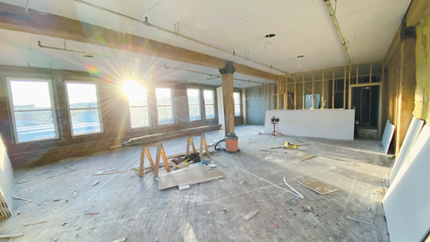 Construction in progress on Quenched & Tempered Brewing Co.’s Jackson Street taproom
